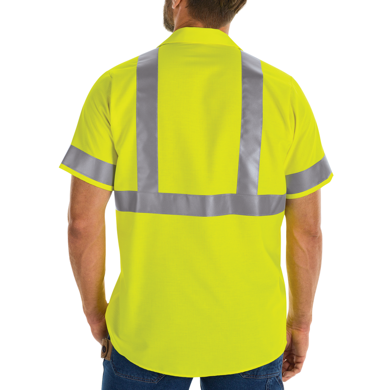 Men's Hi-Visibility Short Sleeve Ripstop Work Shirt - Type R, Class 2 image number 5