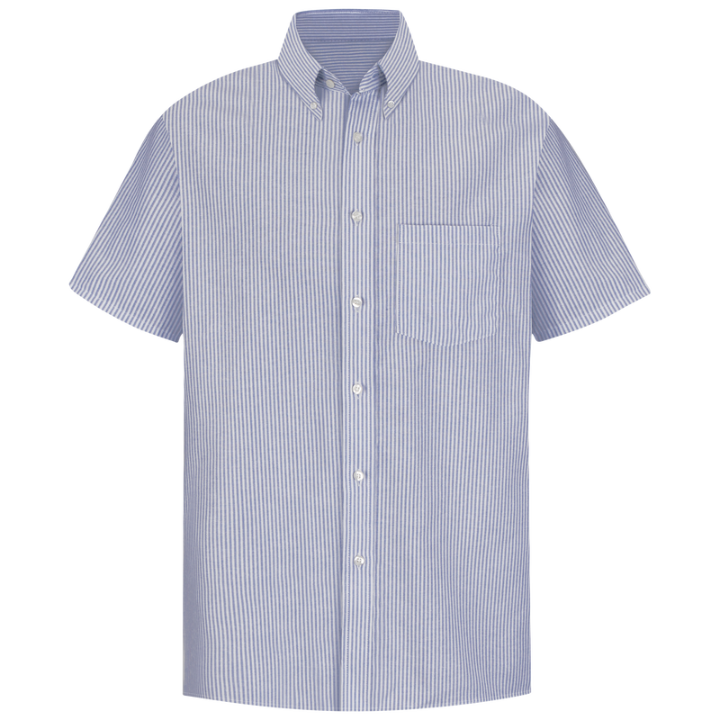 Men's Short Sleeve Striped Executive Oxford Dress Shirt image number 1