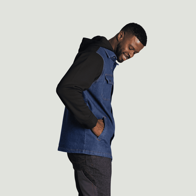 Men&rsquo;s Denim and Fleece Hooded Shirt Jacket image number 4