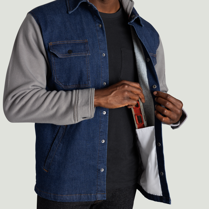 Men&rsquo;s Denim and Fleece Hooded Shirt Jacket image number 12