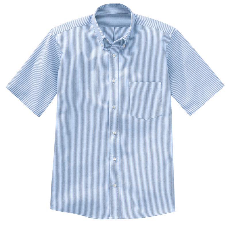 Men's Short Sleeve Striped Executive Oxford Dress Shirt image number 3