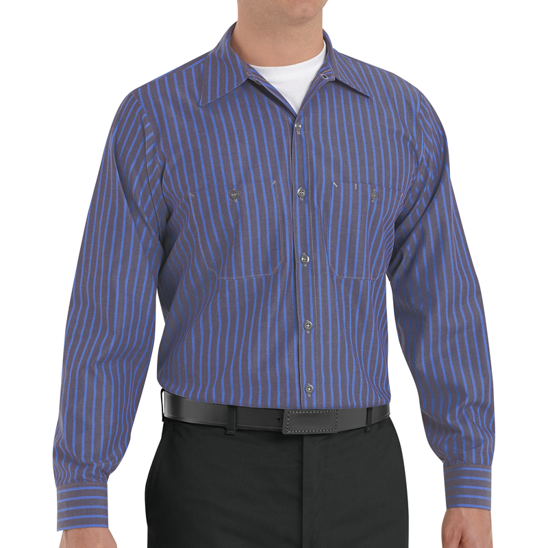 Men's Long Sleeve Industrial Stripe Work Shirt image number 2