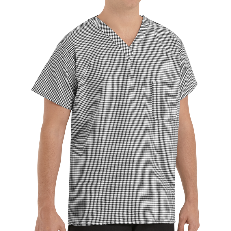 Chef Designs Checked V Neck Chef Shirt Red Kap