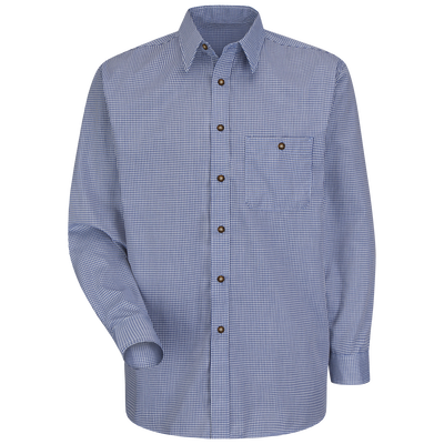 Men's Long Sleeve Mini-Plaid Uniform Shirt