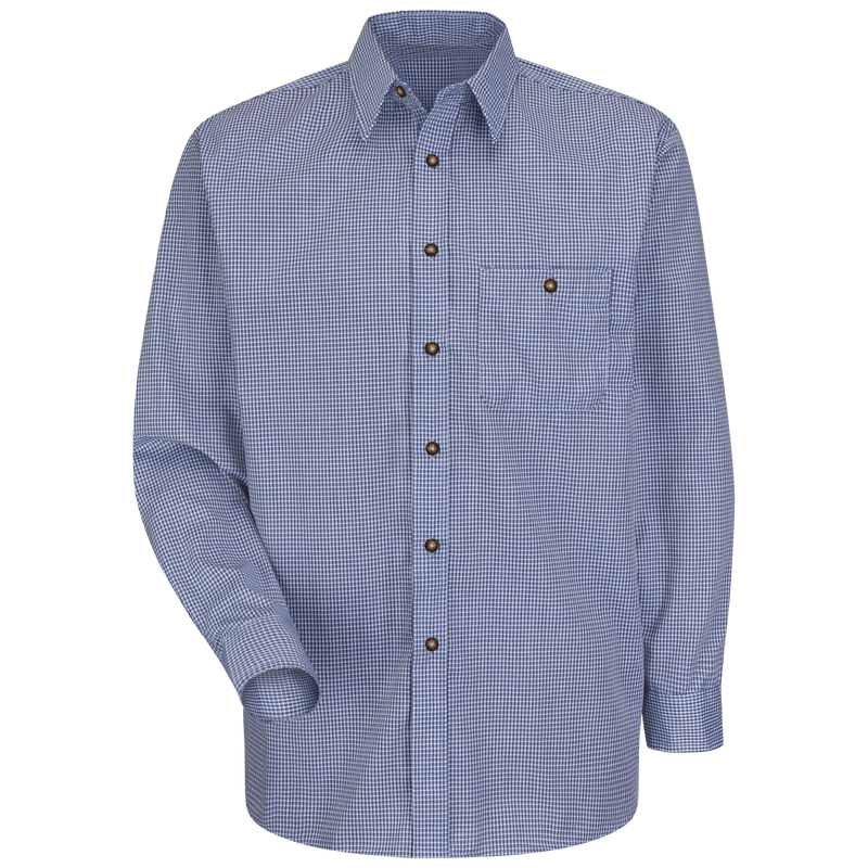 Men's Long Sleeve Mini-Plaid Uniform Shirt image number 1