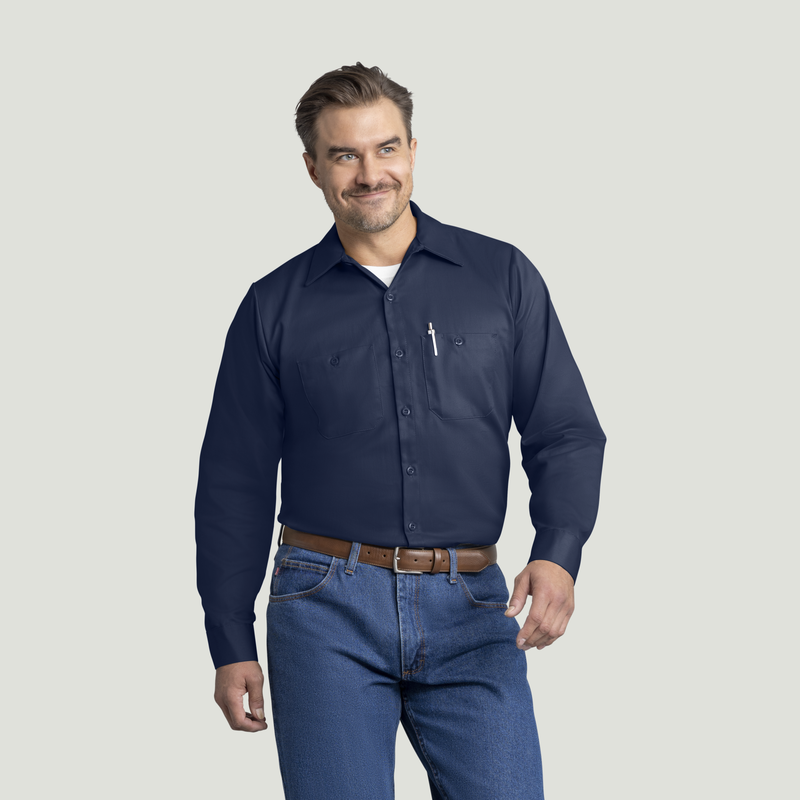 Men's Long Sleeve Wrinkle-Resistant Cotton Work Shirt image number 1