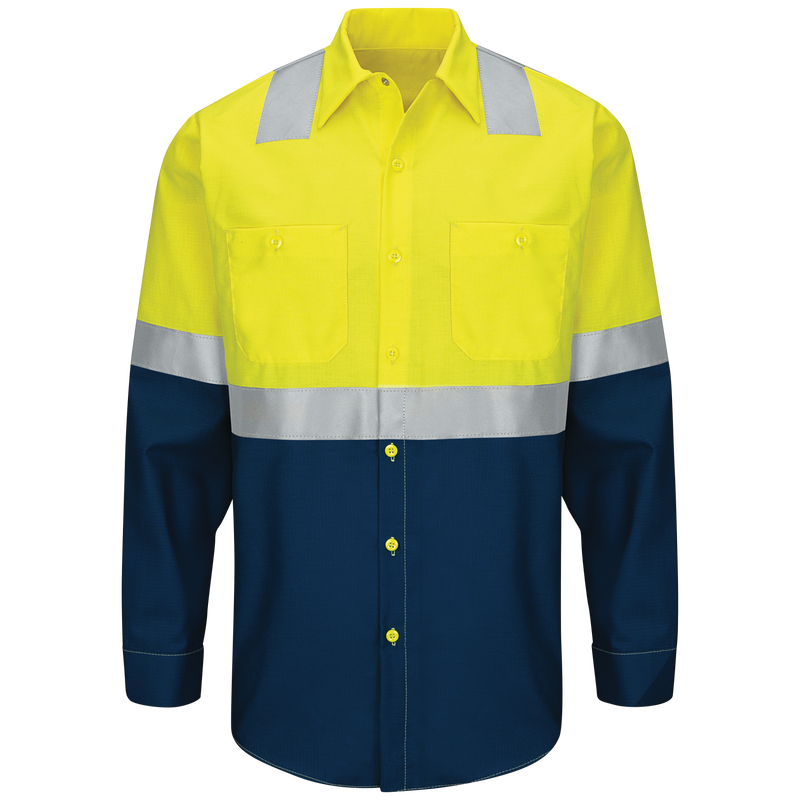 Hi-Visibility Long Sleeve Color Block Ripstop Work Shirt - Type R, Class 2 image number 1