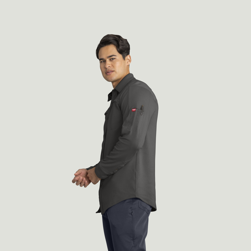 Men's Snap Front Jersey Long Sleeve Work Shirt image number 3