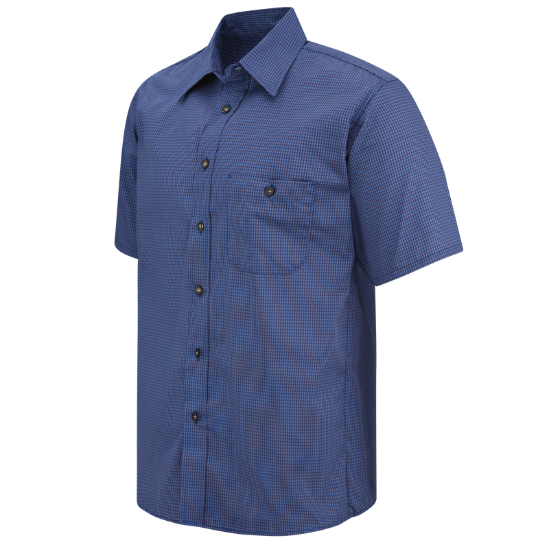 Men's Short Sleeve Mini-Plaid Uniform Shirt image number 3