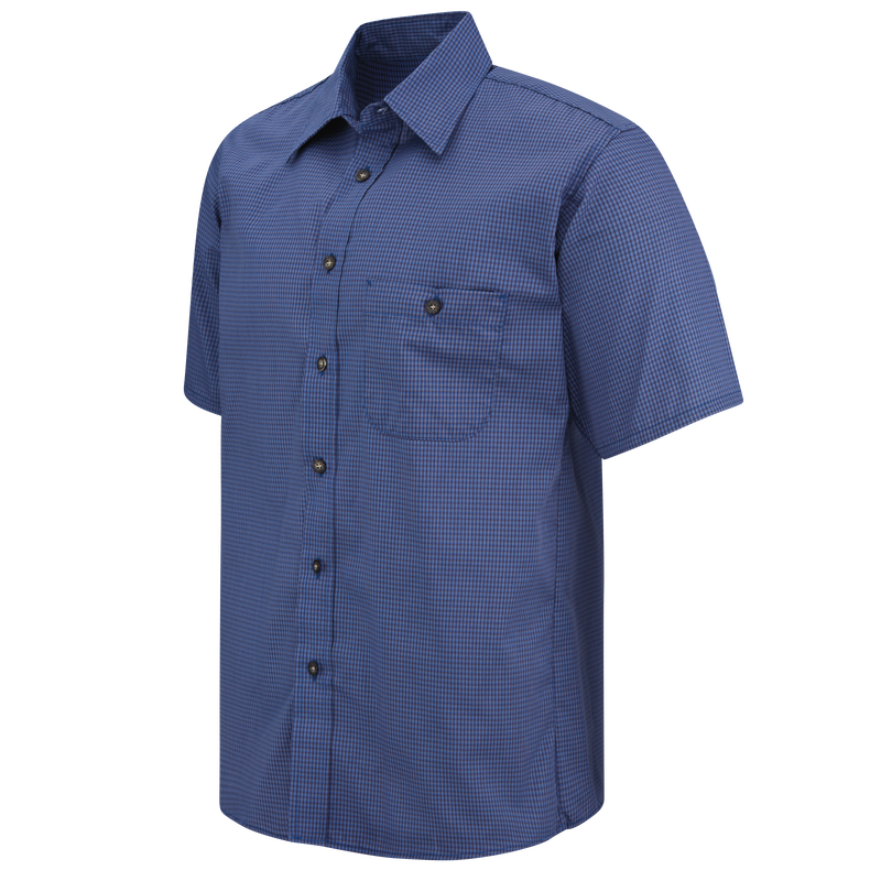 Men's Short Sleeve Mini-Plaid Uniform Shirt image number 4