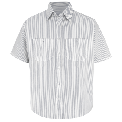 Men's Short Sleeve Striped Dress Uniform Shirt