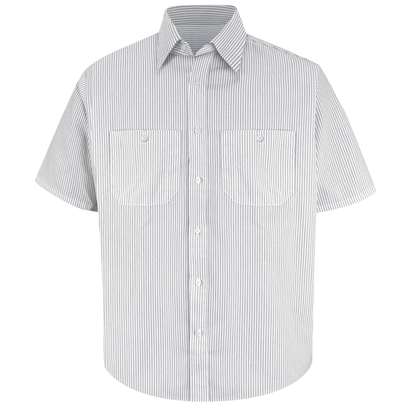 Men's Short Sleeve Striped Dress Uniform Shirt image number 0