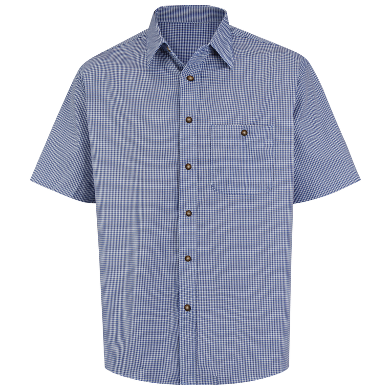 Men's Short Sleeve Mini-Plaid Uniform Shirt image number 0