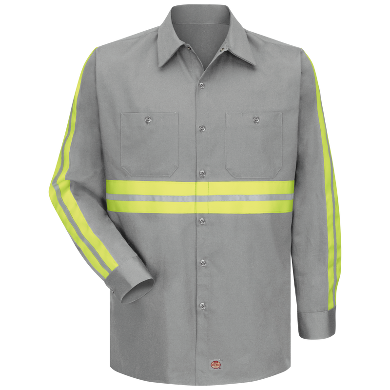 Long Sleeve Enhanced Visibility Cotton Work Shirt Red Kap