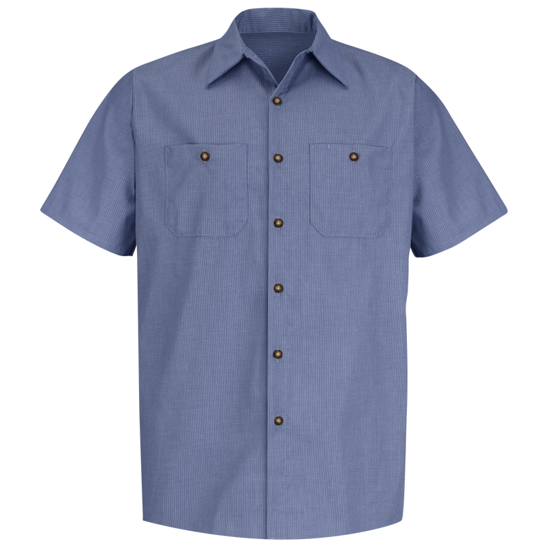 Men's Short Sleeve Geometric Microcheck Work Shirt image number 0
