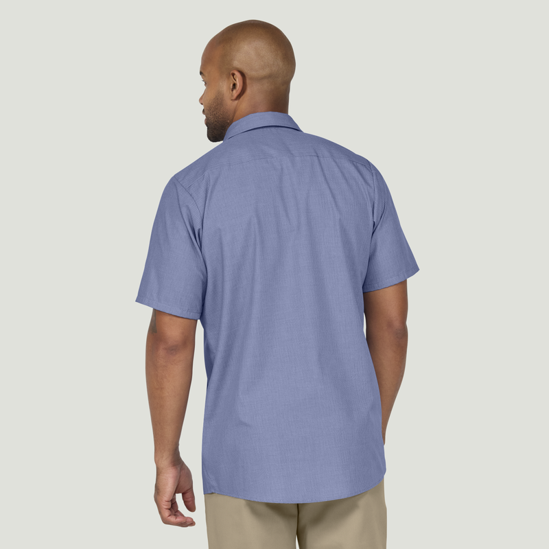 Men's Short Sleeve Geometric Microcheck Work Shirt image number 4