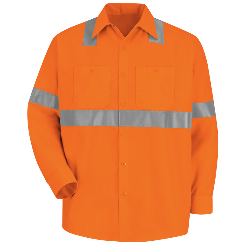 Men's Hi-Visibility Orange Long Sleeve Work Shirt - Type R, Class 2 image number 0
