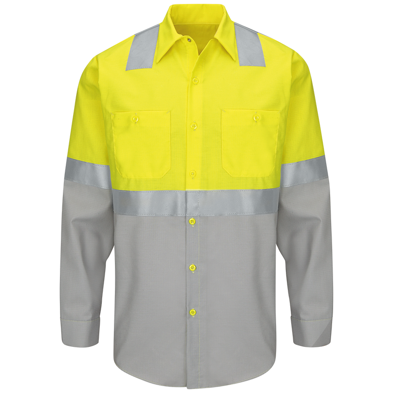 Hi-Visibility Long Sleeve Color Block Ripstop Work Shirt - Type R, Class 2 image number 0