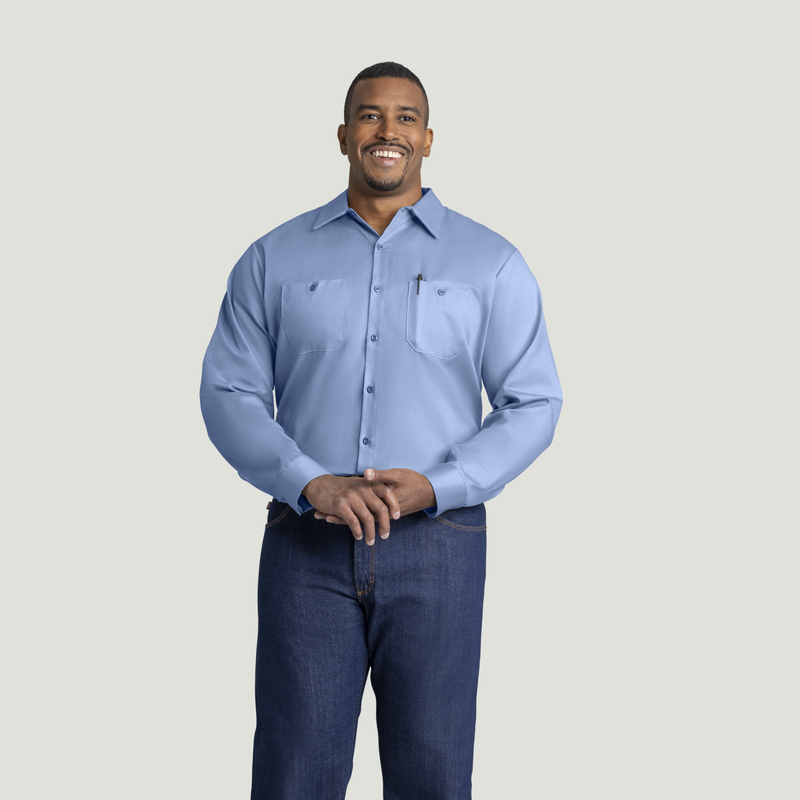Men's Long Sleeve Wrinkle-Resistant Cotton Work Shirt image number 5