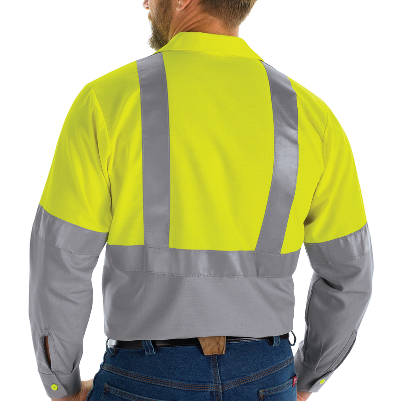 Hi-Visibility Long Sleeve Color Block Ripstop Work Shirt - Type R, Class 2 image number 4