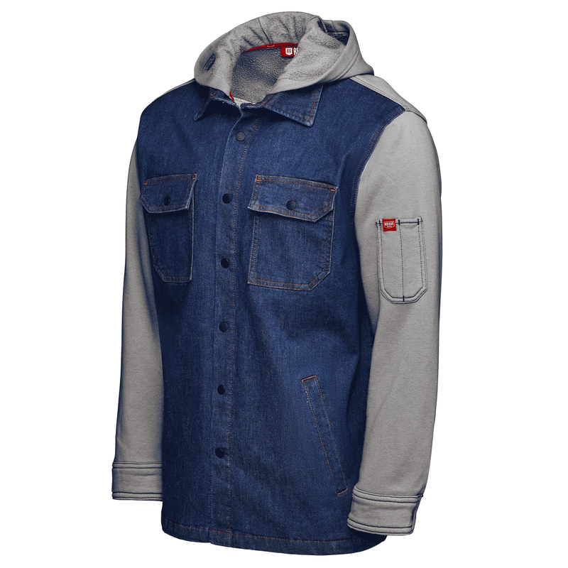 Men&rsquo;s Denim and Fleece Hooded Shirt Jacket image number 7