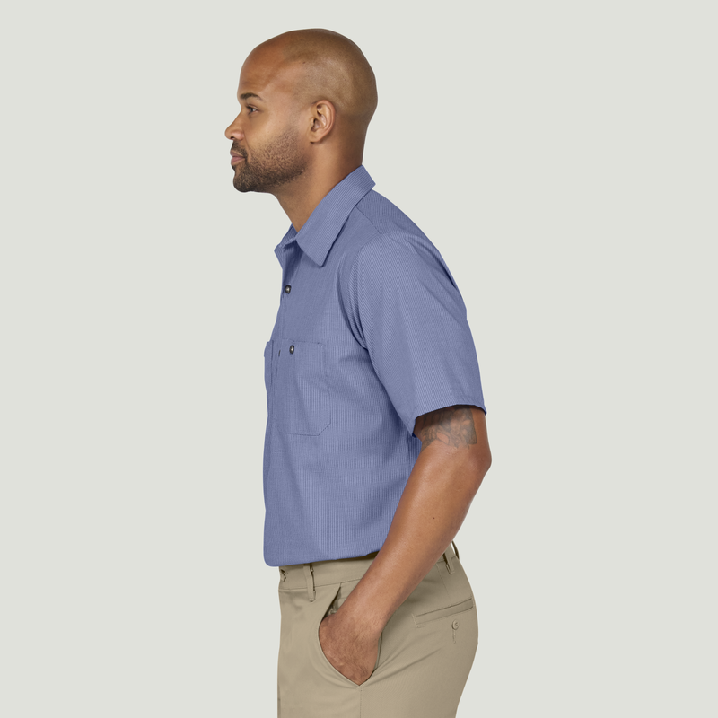 Men's Short Sleeve Geometric Microcheck Work Shirt image number 6