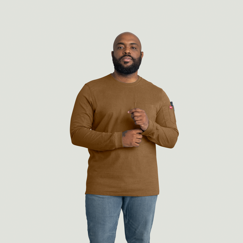 Men's Slim Fit Cotton Long Sleeve Pocket T-Shirt image number 5