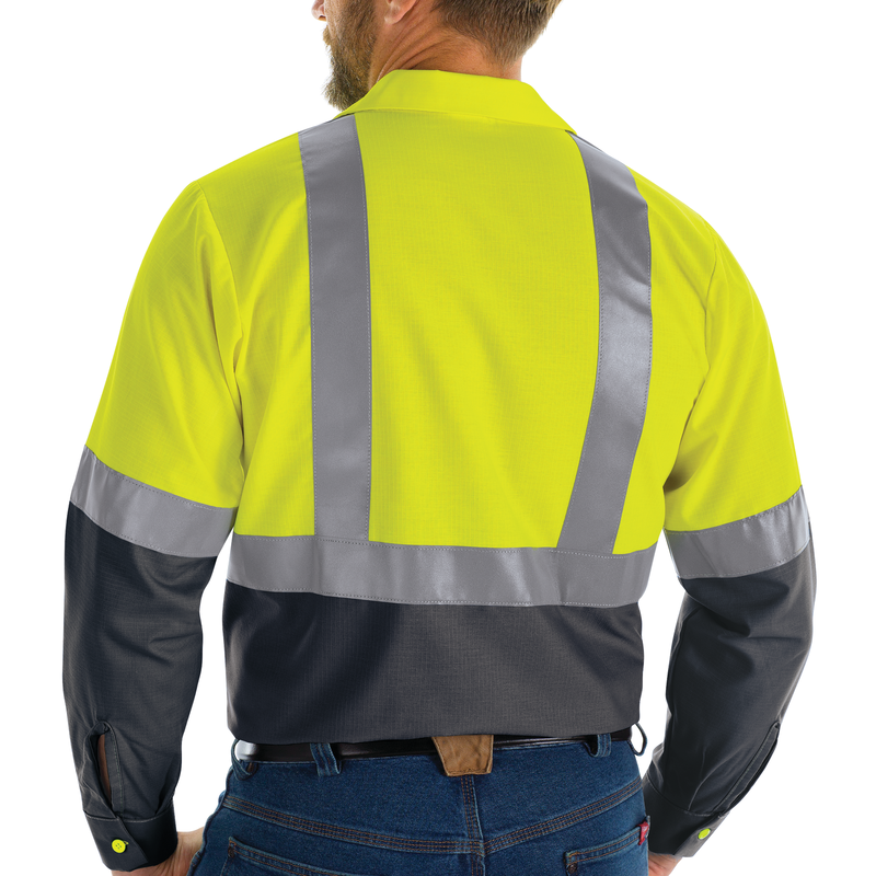 Hi-Visibility Long Sleeve Color Block Ripstop Work Shirt - Type R, Class 2 image number 6