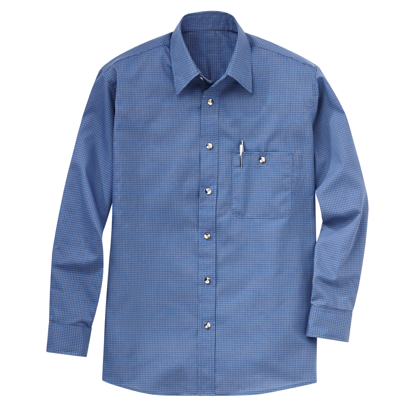 Men's Long Sleeve Mini-Plaid Uniform Shirt image number 3