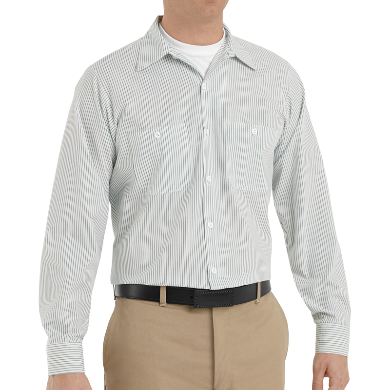 Men's Long Sleeve Industrial Striped Work Shirt image number 3
