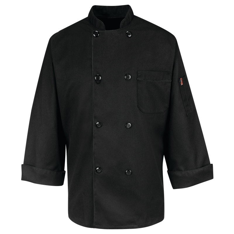 Eight Pearl Button Black Chef Coat | Red Kap®