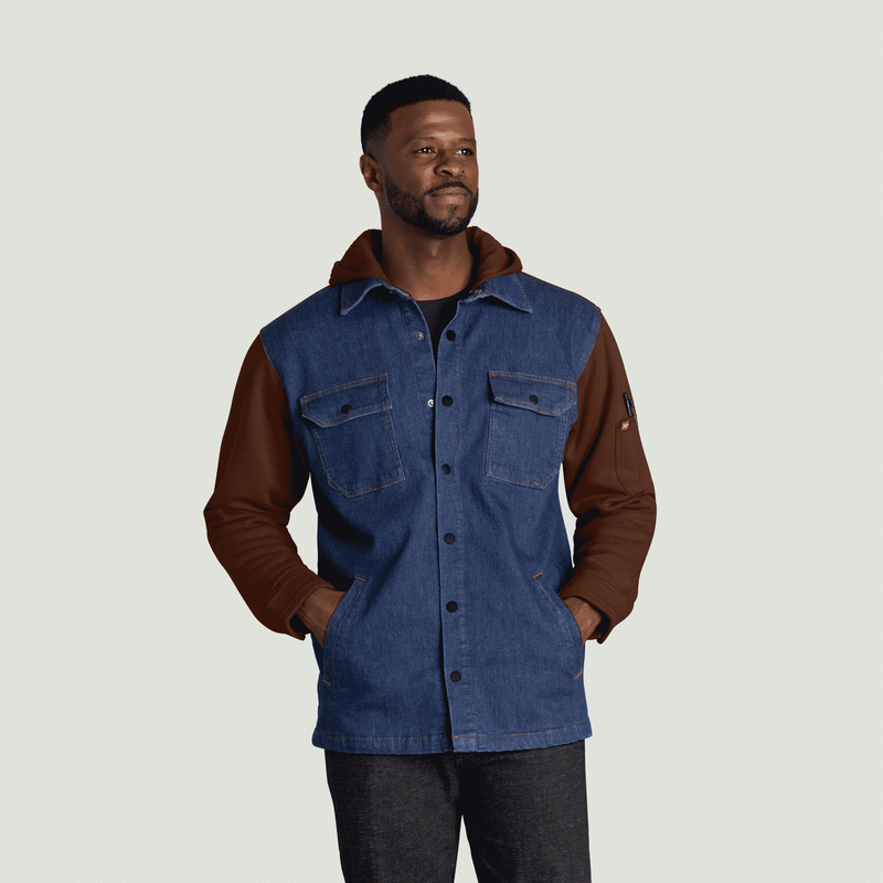 Men&rsquo;s Denim and Fleece Hooded Shirt Jacket image number 1