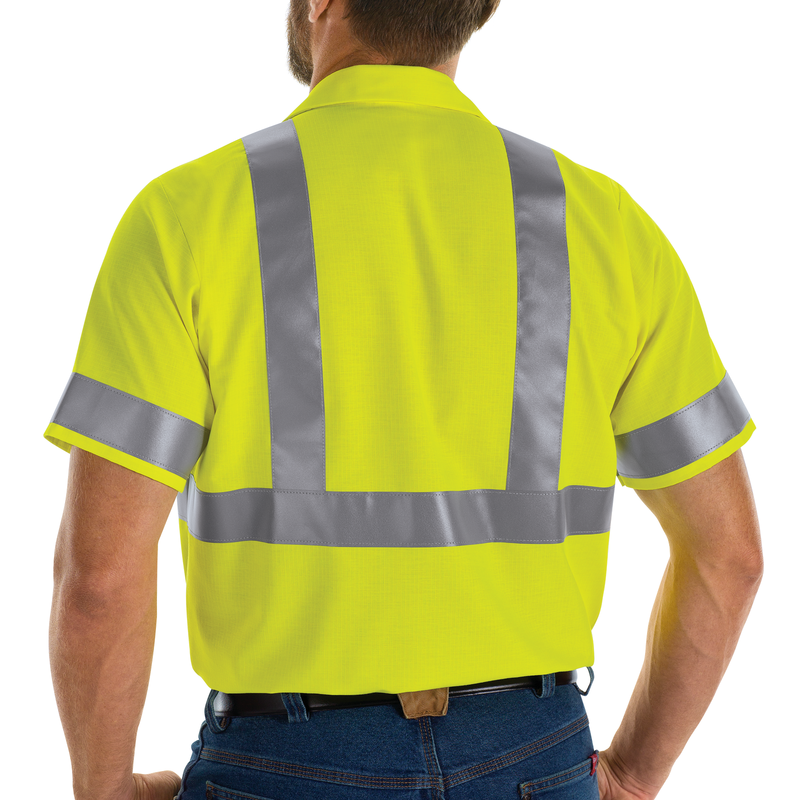 Men's Hi-Visibility Short Sleeve Ripstop Work Shirt - Type R, Class 2 image number 6