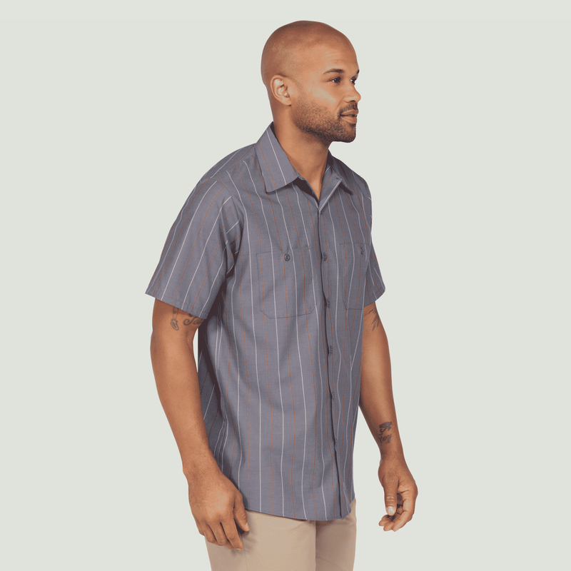 Men's Short Sleeve Industrial Stripe Work Shirt image number 4