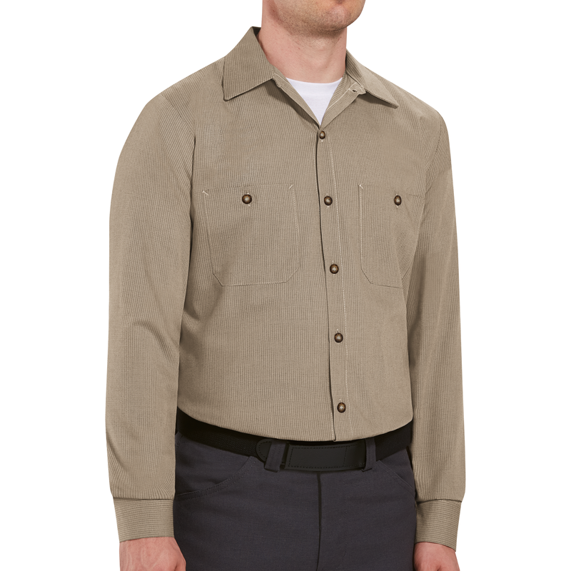 Men's Long Sleeve Geometric Microcheck Work Shirt image number 3