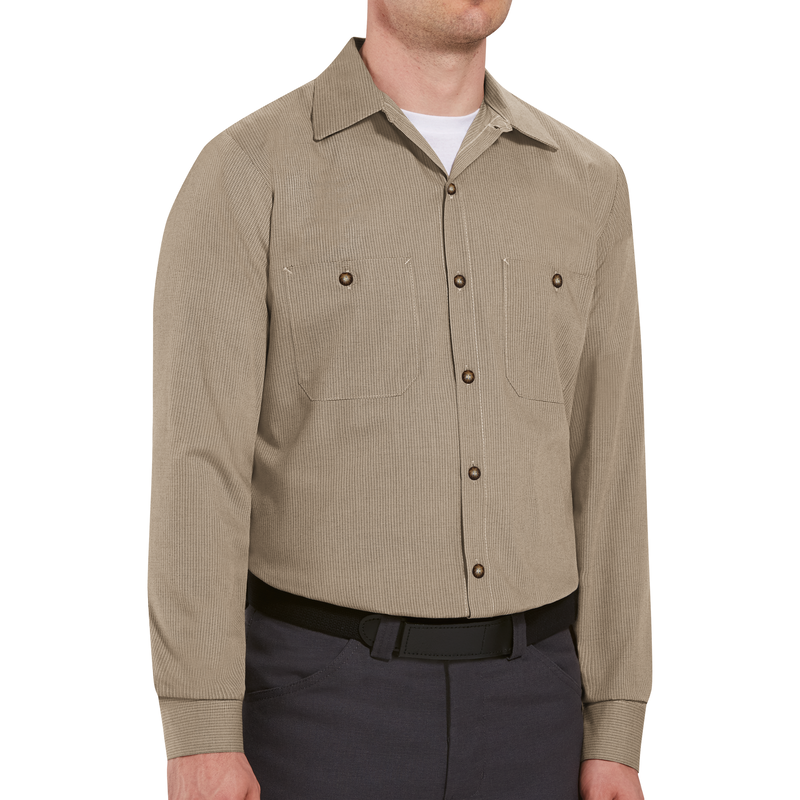 Men's Long Sleeve Geometric Microcheck Work Shirt image number 2