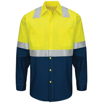 Hi-Visibility Long Sleeve Color Block Ripstop Work Shirt - Type R, Class 2