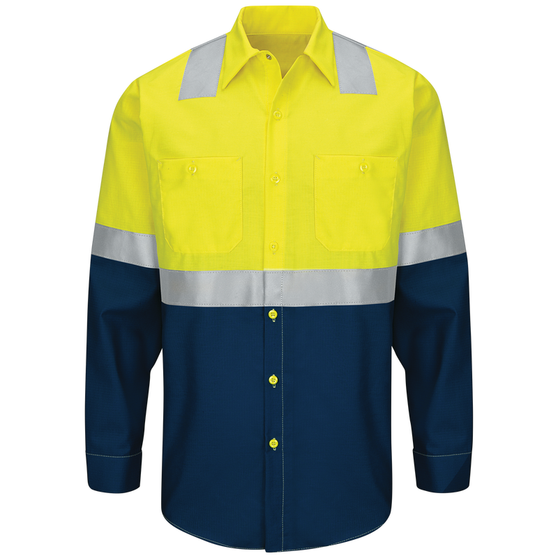 Hi-Visibility Long Sleeve Color Block Ripstop Work Shirt - Type R, Class 2 image number 0