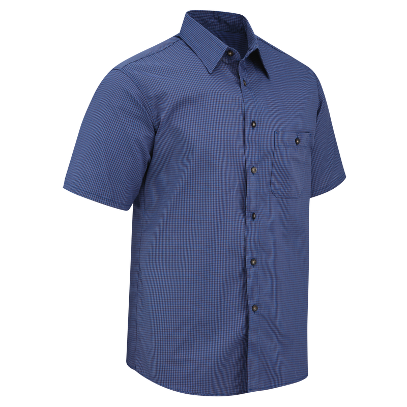Men's Short Sleeve Mini-Plaid Uniform Shirt image number 3