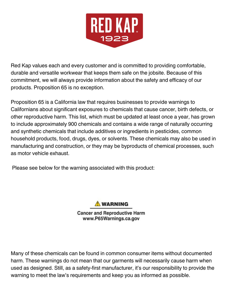 California Proposition 65 information