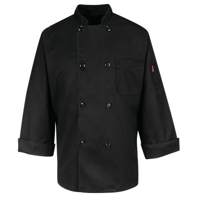 Eight Pearl Button Black Chef Coat