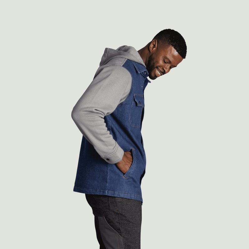 Men&rsquo;s Denim and Fleece Hooded Shirt Jacket image number 4