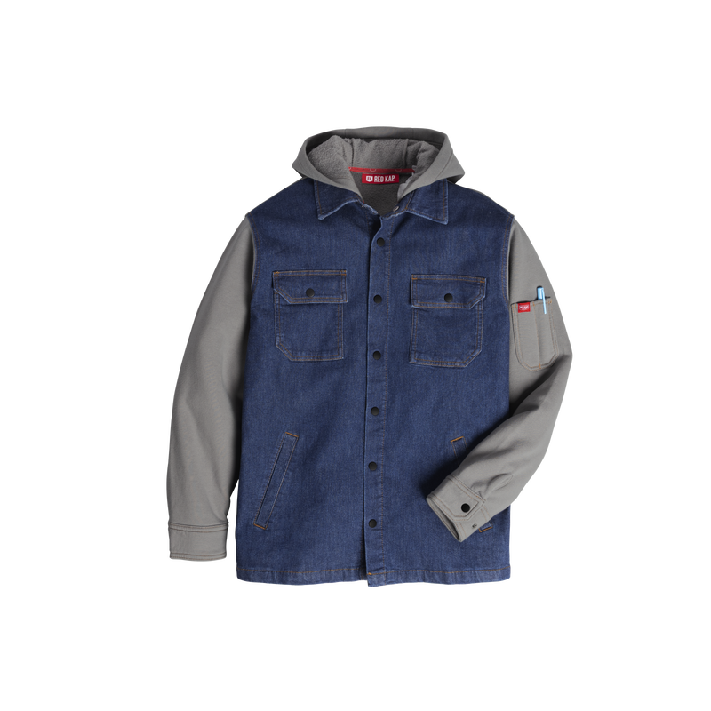 Men’s Denim and Fleece Hooded Shirt Jacket image number 14