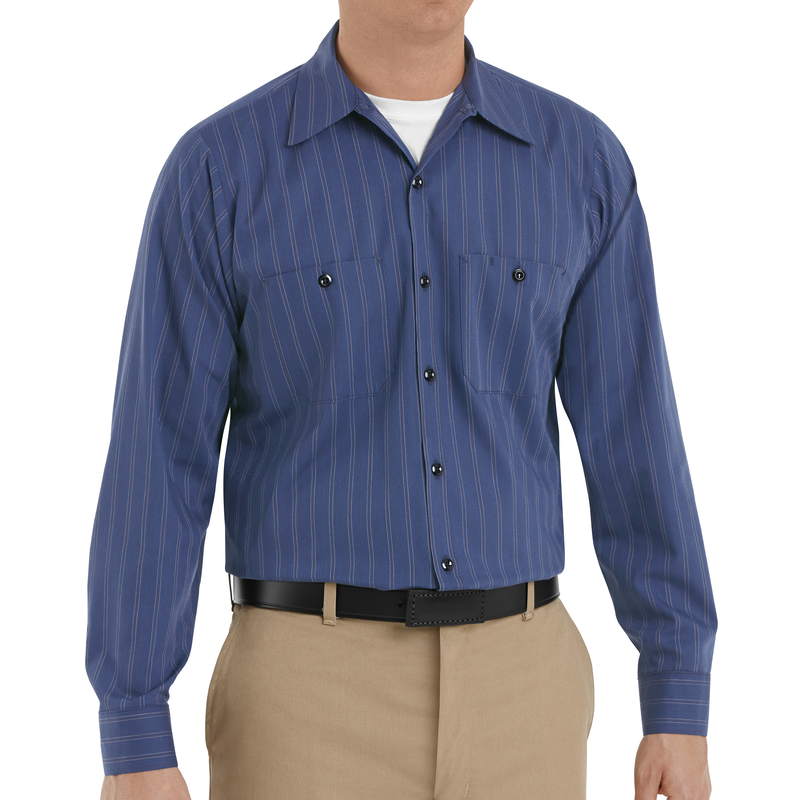 Men's Long Sleeve Industrial Striped Work Shirt image number 3