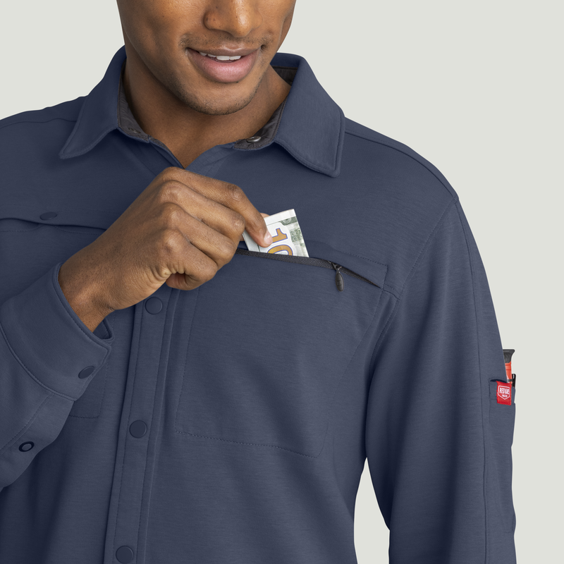 Men's Snap Front Jersey Long Sleeve Work Shirt image number 15