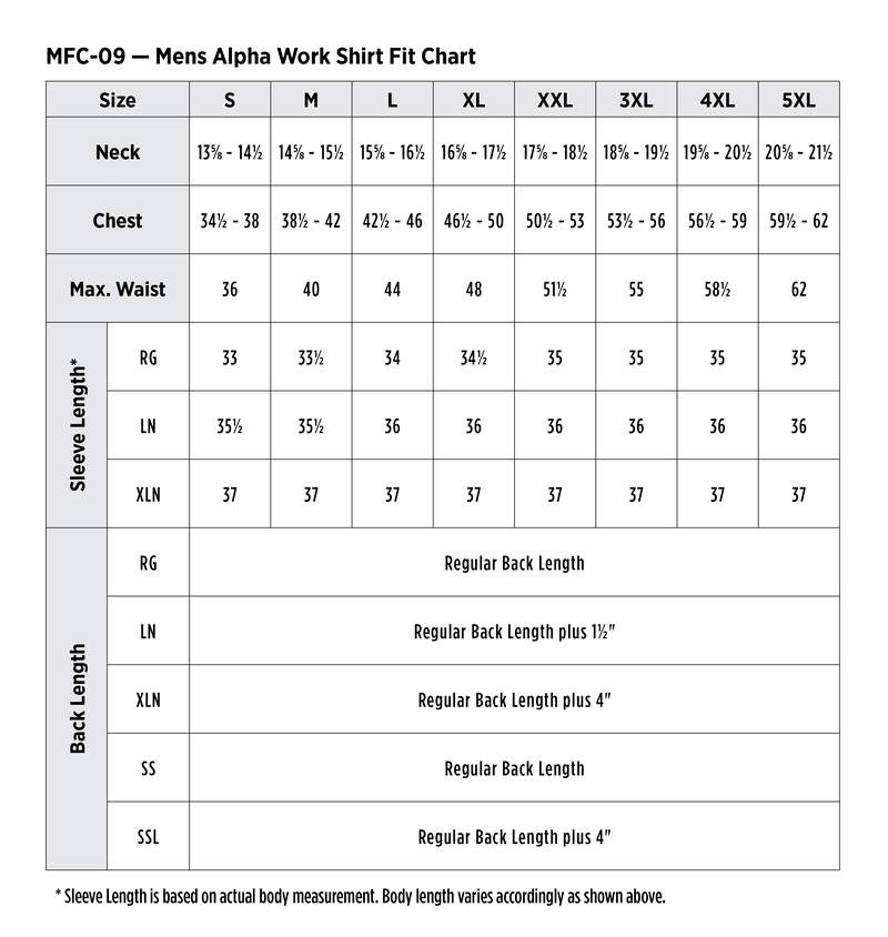 size chart