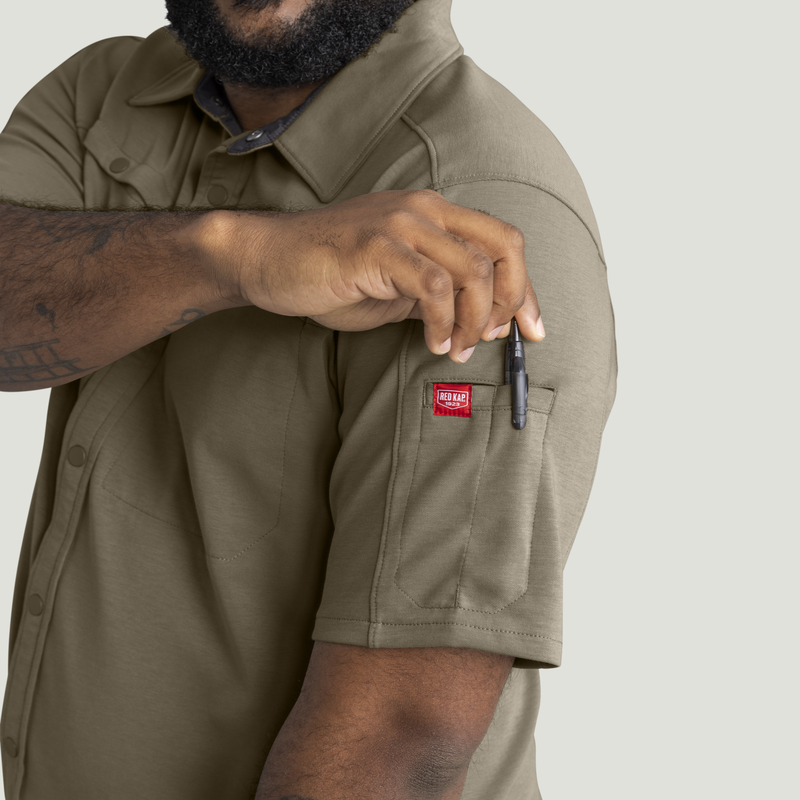 Men's Snap Front Jersey Short Sleeve Work Shirt image number 15
