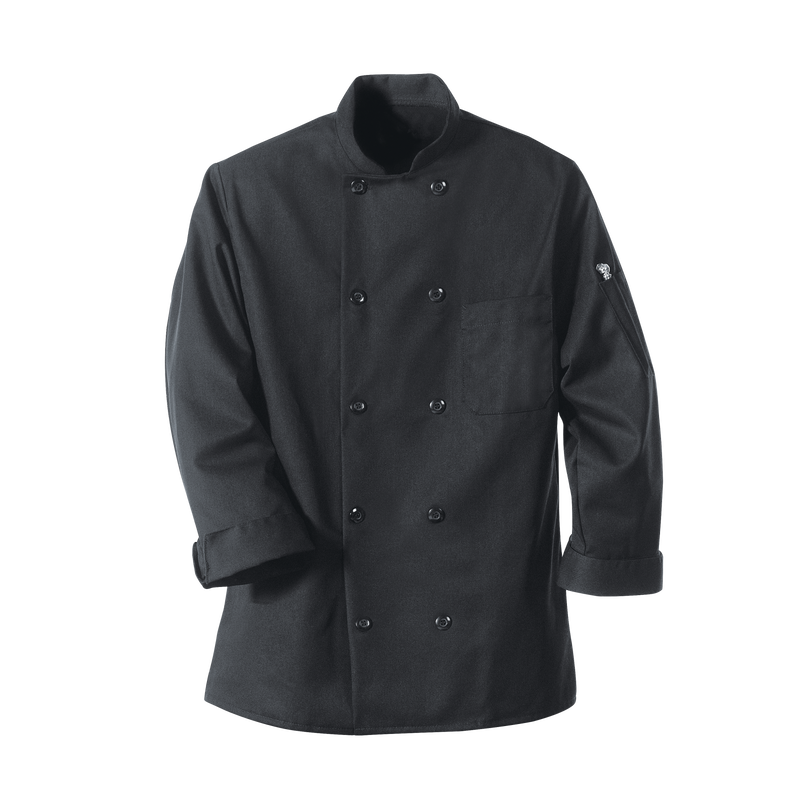 Black Chef Coat Ten Pearl Buttons Red Kap