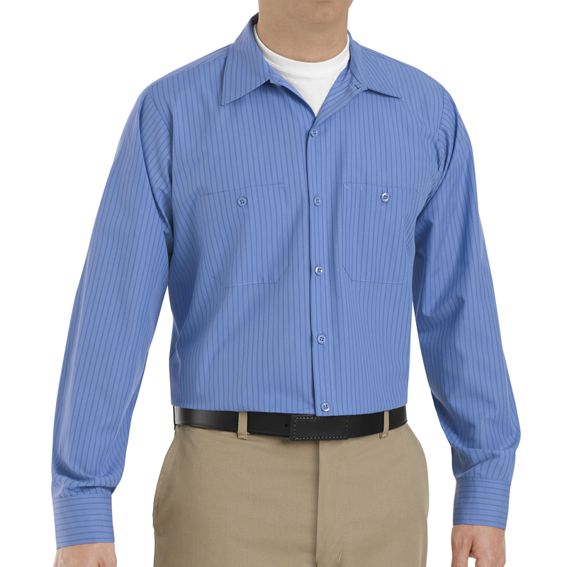 Men's Long Sleeve Industrial Stripe Work Shirt image number 3