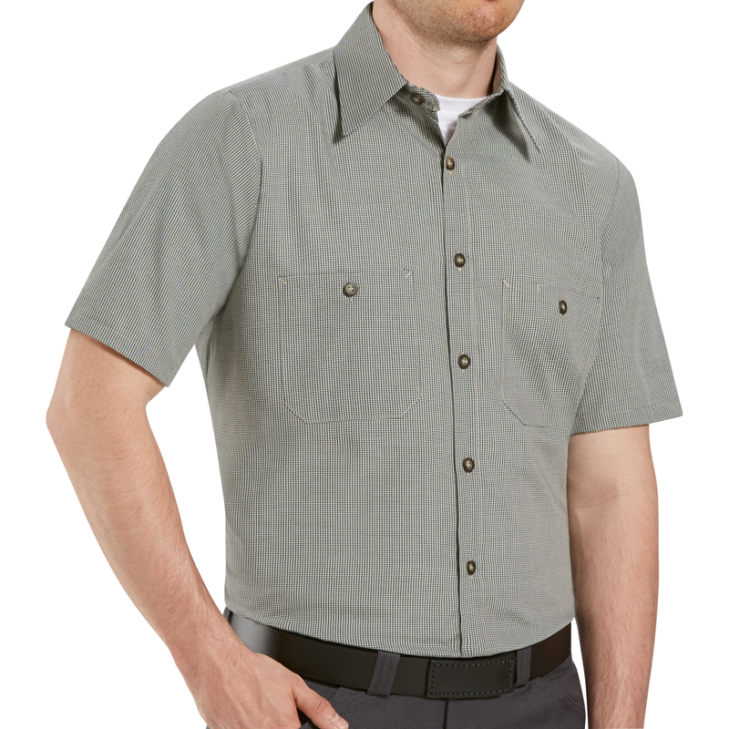 Men's Short Sleeve Microcheck Uniform Shirt image number 3